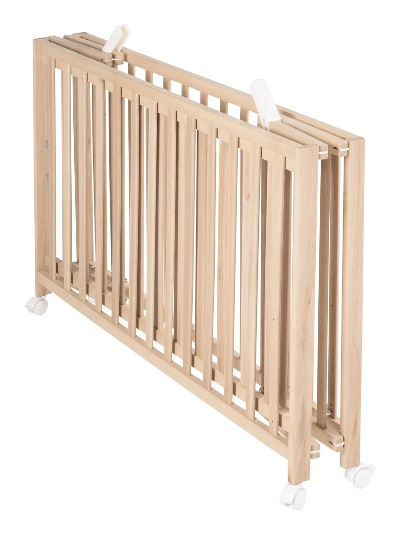 ROBA Lit pliable "Fold Up" 60x120   Réglable en hauteur   Bois naturel   Marron clair