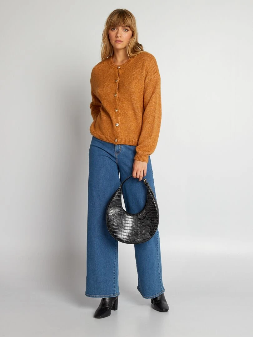 Gilet en maille avec ouverture boutonnée Marron