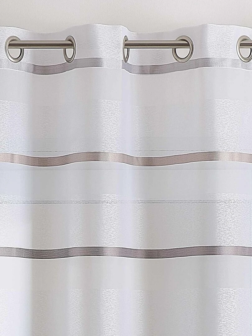 Voilage tamisant à rayures bayadères   Gris clair