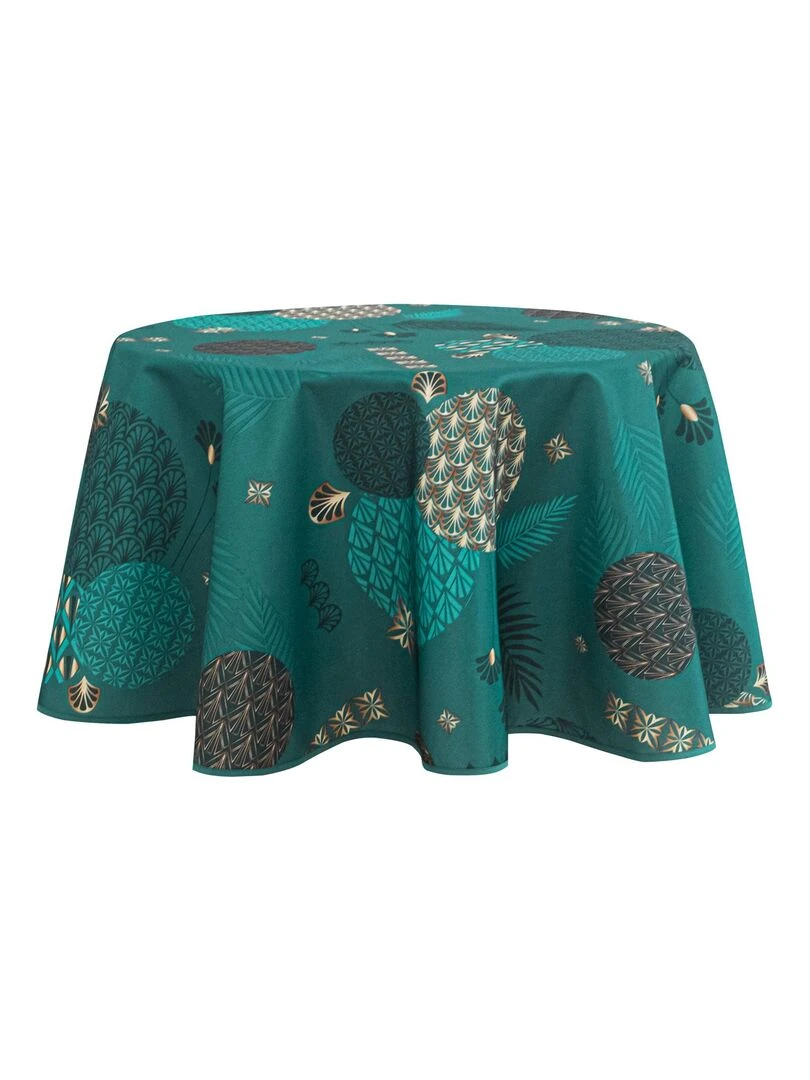 Nappe ronde fantaisie   Bleu canard