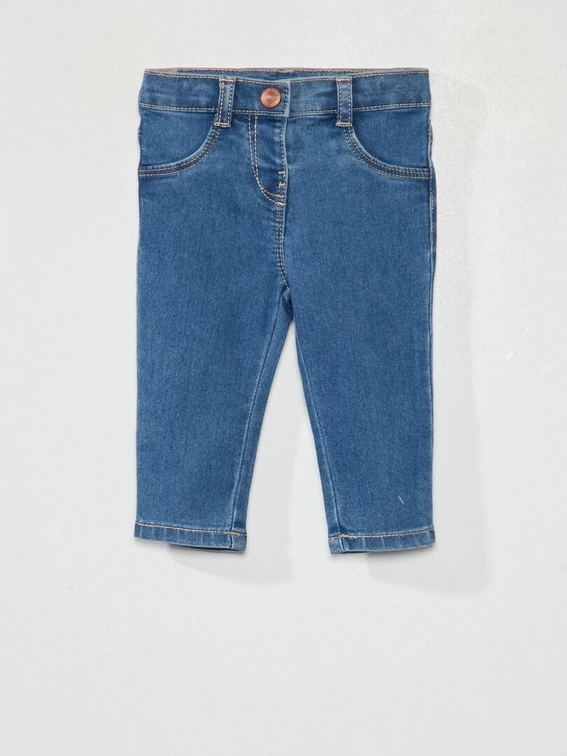 Jean slim stretch à taille ajustable Bleu