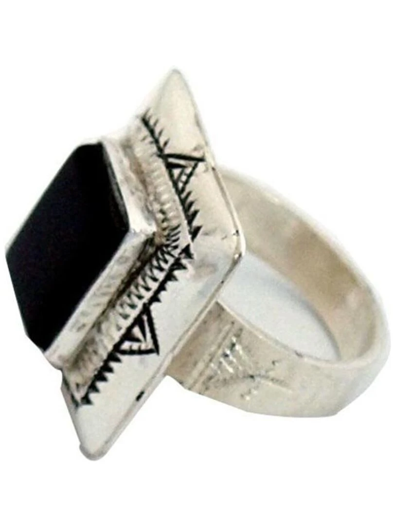 Bague carrée et agate  Bijoucolor   Noir