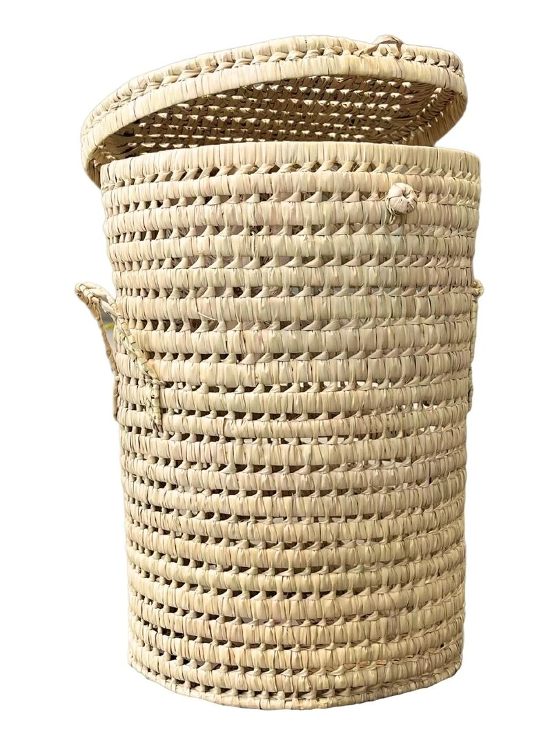 Panière à linge ronde palmier Beige clair