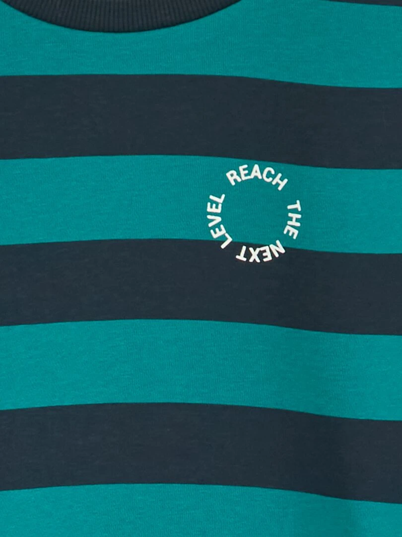 Sweat en molleton à larges rayures Vert foncé/bleu marine