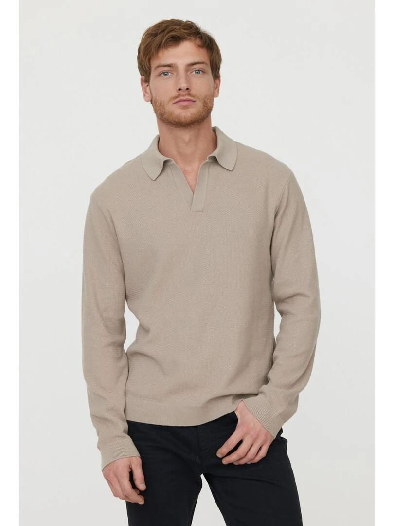 Lee Cooper T Shirt manches longues coton regular BINO Taupe