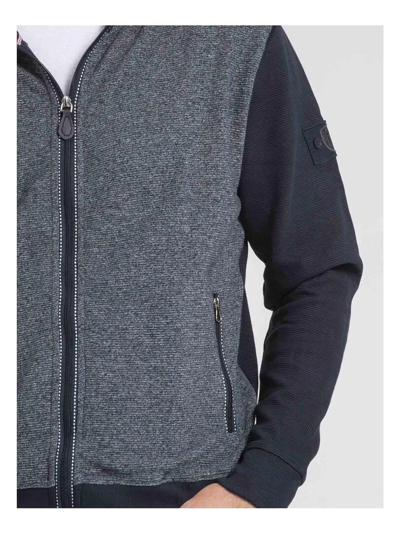 Gilet zippé col montant bi matière WILOFTI   Bleu marine