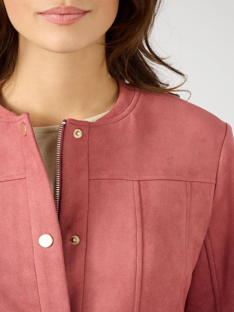 Veste suédine Damart Rose framboise