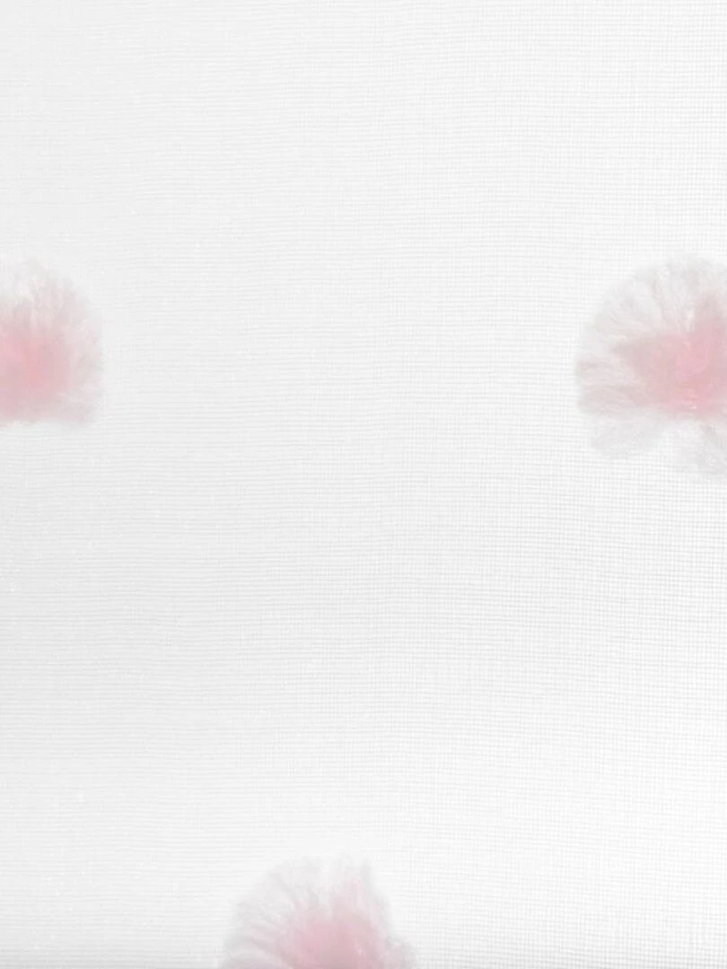 Voilage à œillets 140x240 cm Multi Pompons rose Blanc