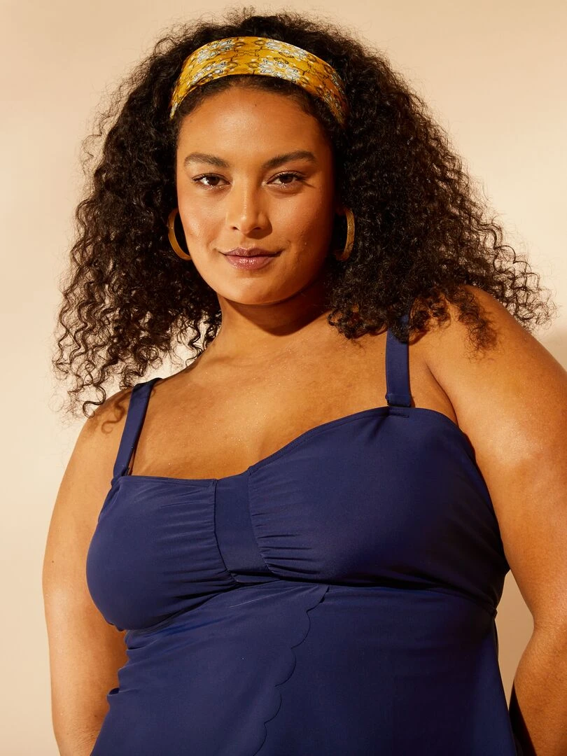 Maillot de bain effet tankini   1 pièce   Marine