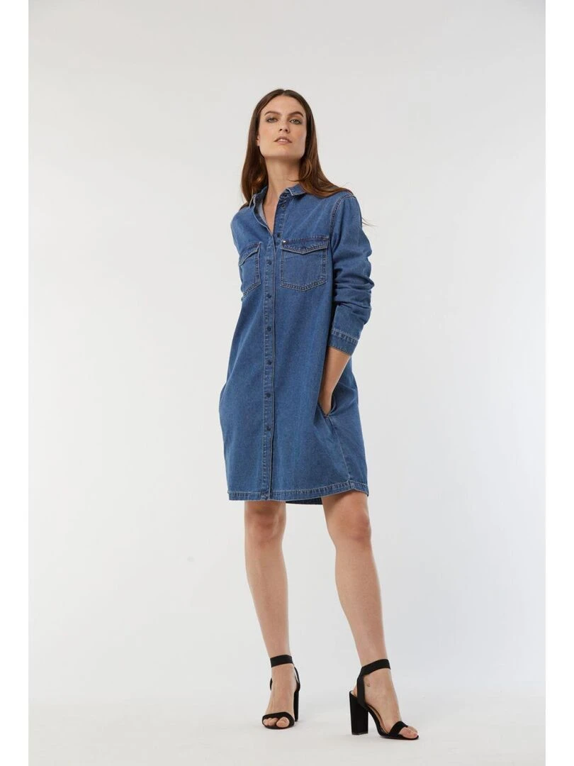 Lee Cooper   Robe manches longues coton regular LOUISON   Bleu