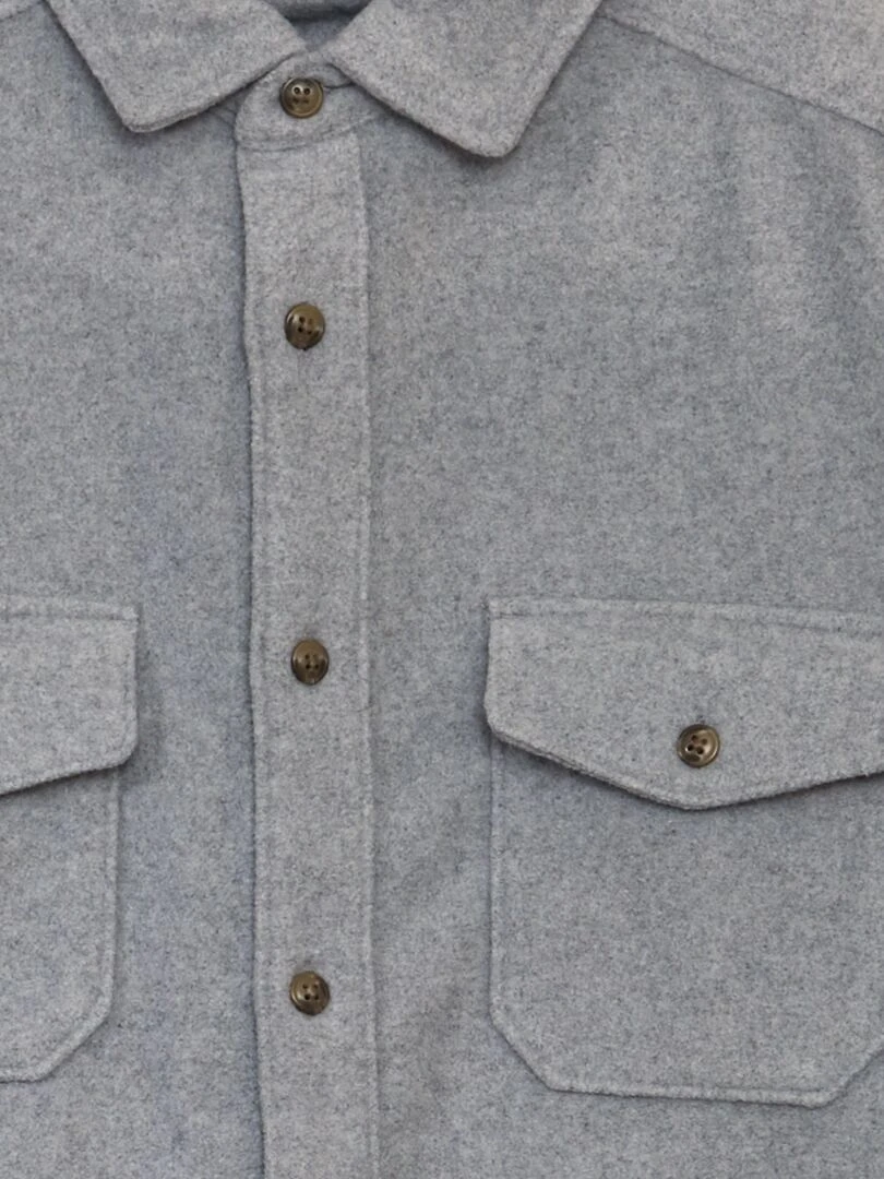 Surchemise droite en flanelle   Gris chiné
