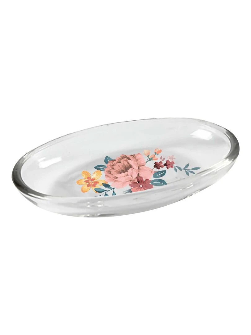 Porte savon en verre 15 x 9 x 2 cm Jayana Blanc