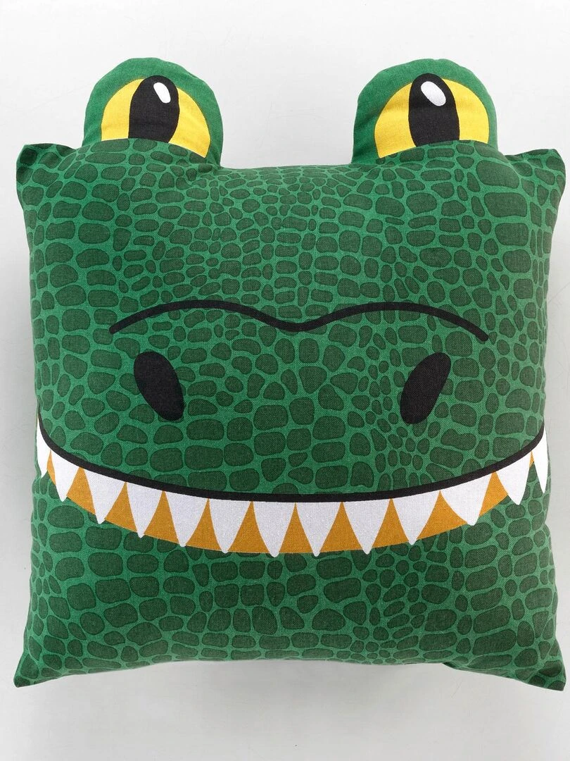 Coussin 40 x 40 cm Tete de crocodile Vert