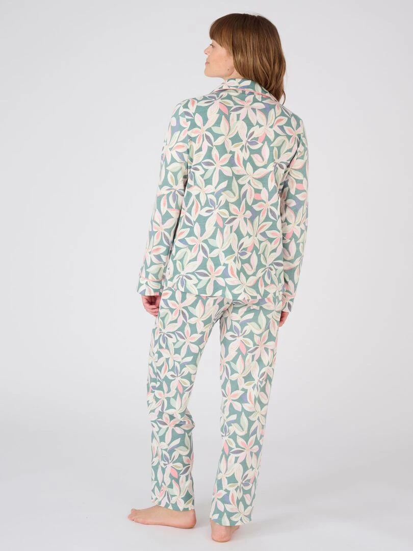 Pyjama boutonné maille jersey   Damart   Vert chèvrefeuille
