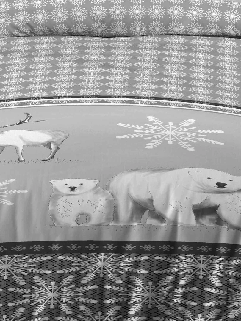 Parure de lit ours à la montagne   Gris clair