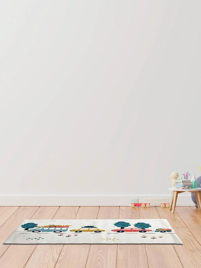 Future Home Tapis enfant en canva imprimé blanc Blanc