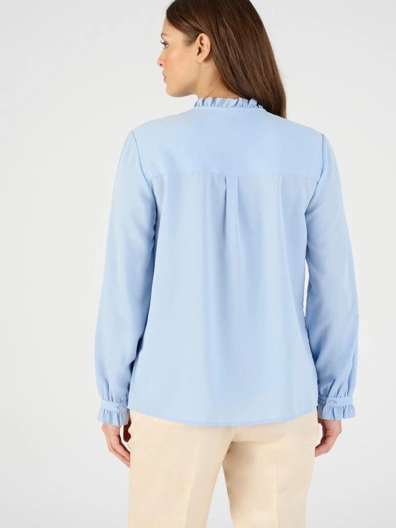 Chemisier crêpe à volants   Damart   Bleu gris