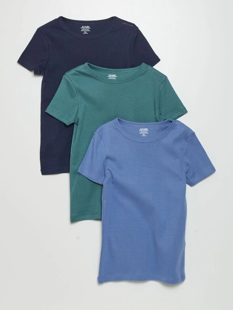 Lot de 3 maillots de corps manches courtes BLEU