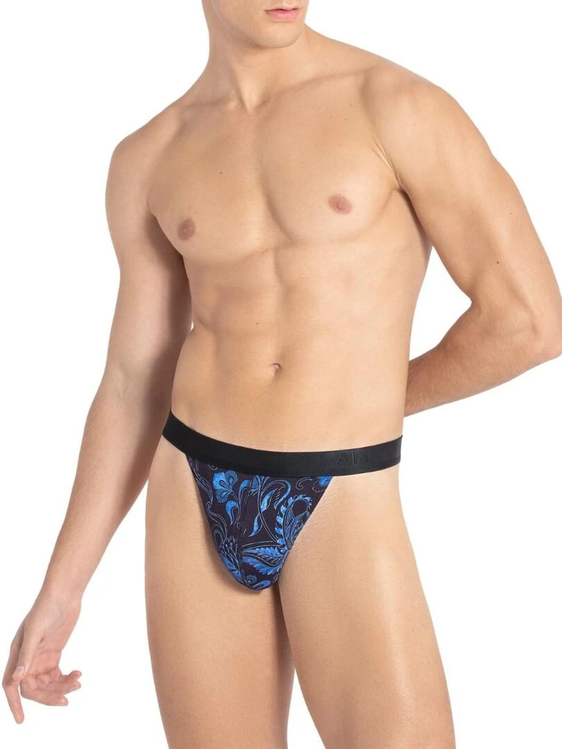 String pour homme en lyocell et à motif cachemire Kanji   Bleu