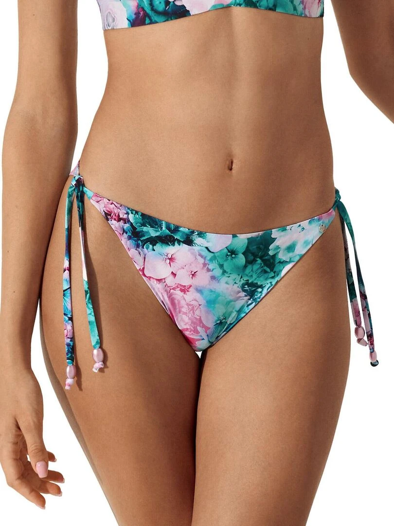 Bas maillot slip de bain taille basse à nouettes Japan Bleu
