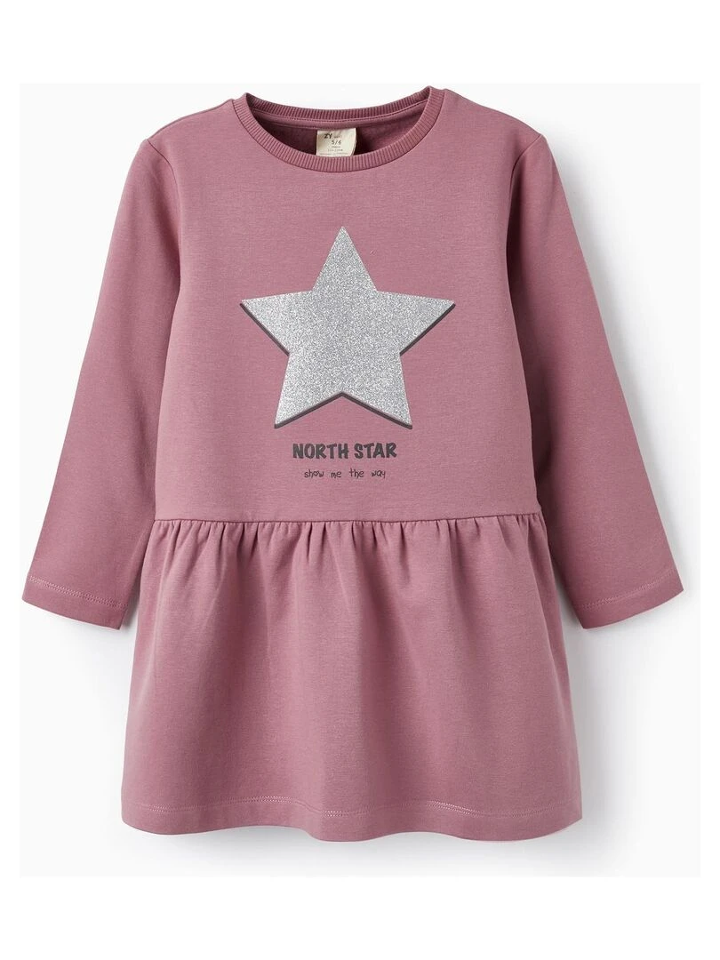 Robe en coton gratté pour fille manches longues NORTHERN CALLING Violet