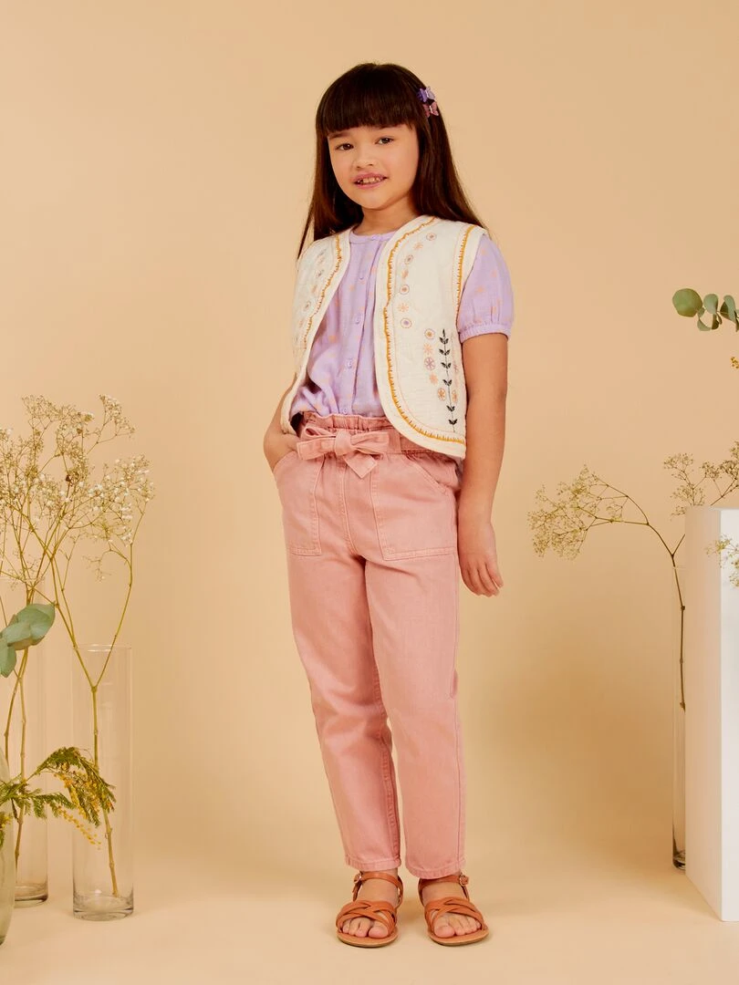 Jean mom à taille ceinturée Rose