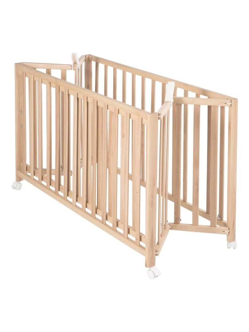 ROBA Lit pliable "Fold Up" 60x120   Réglable en hauteur   Bois naturel   Marron clair