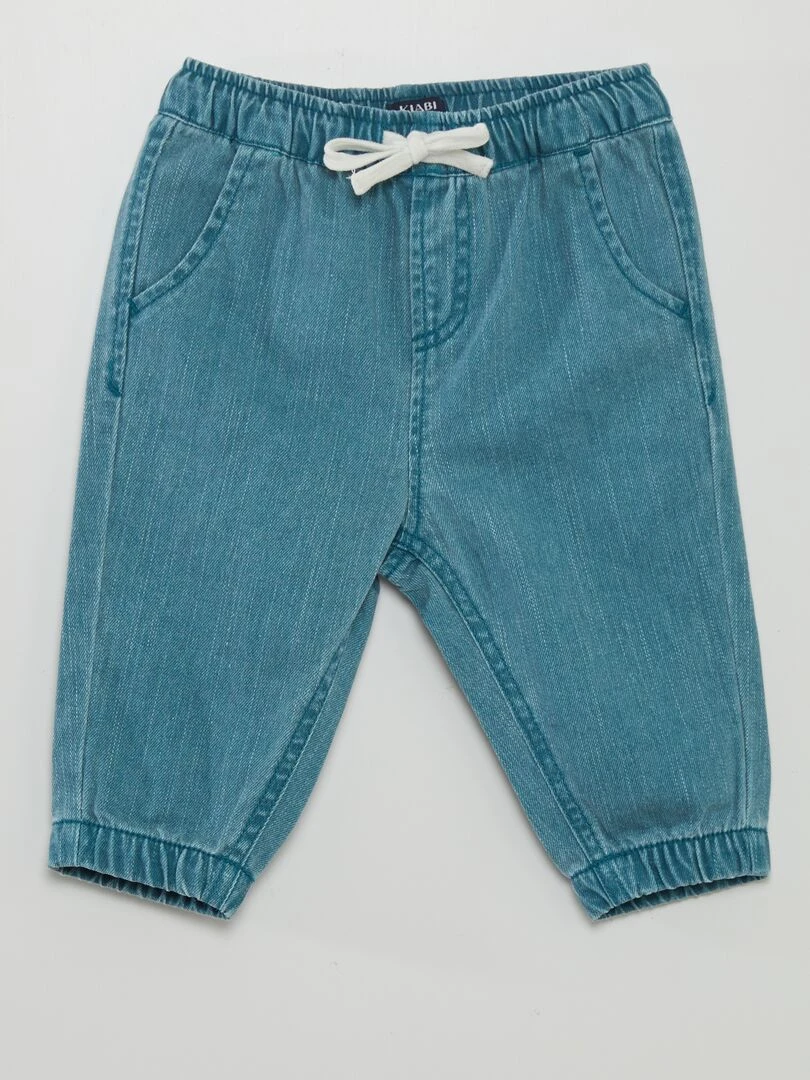 Pantalon paperbag en jean Bleu