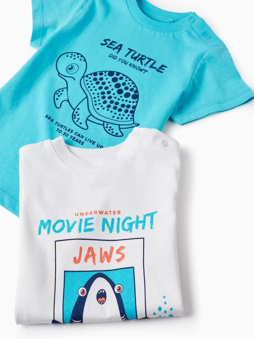 2 T Shirts En Coton Pour Bébé Garçon 'Animaux Marins' manches courtes EXPLORING AUSTRALIA   Bleu