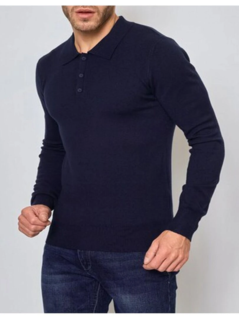 Pull col polo Kebello Bleu marine