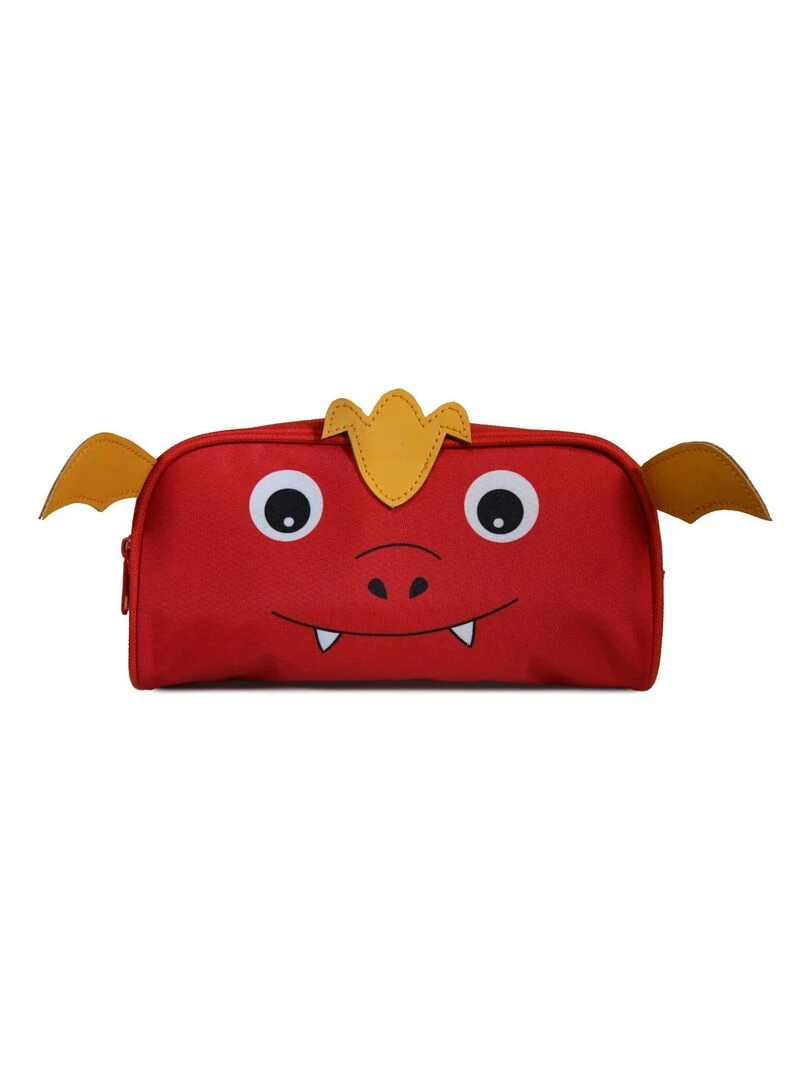 BAGTROTTER Trousse scolaire rectangulaire 3D Dragon Kids Rouge Rouge
