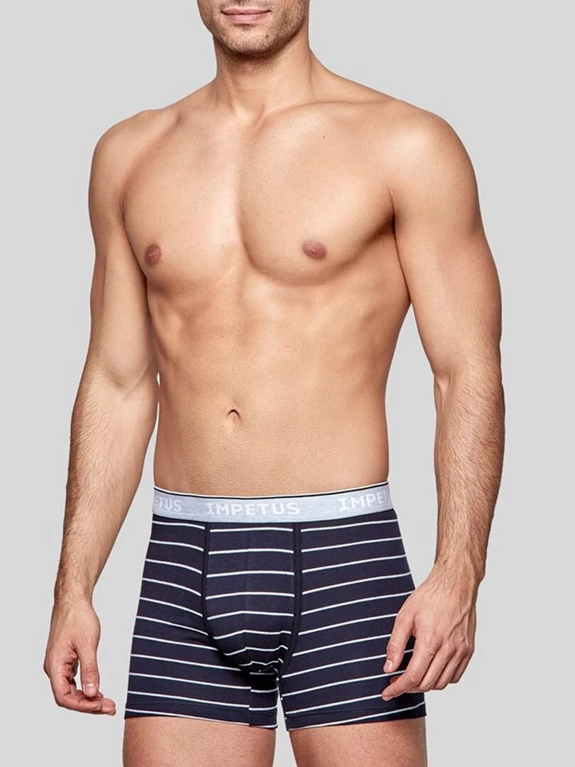 Boxer rayé en coton bio Cotton Organic Bleu