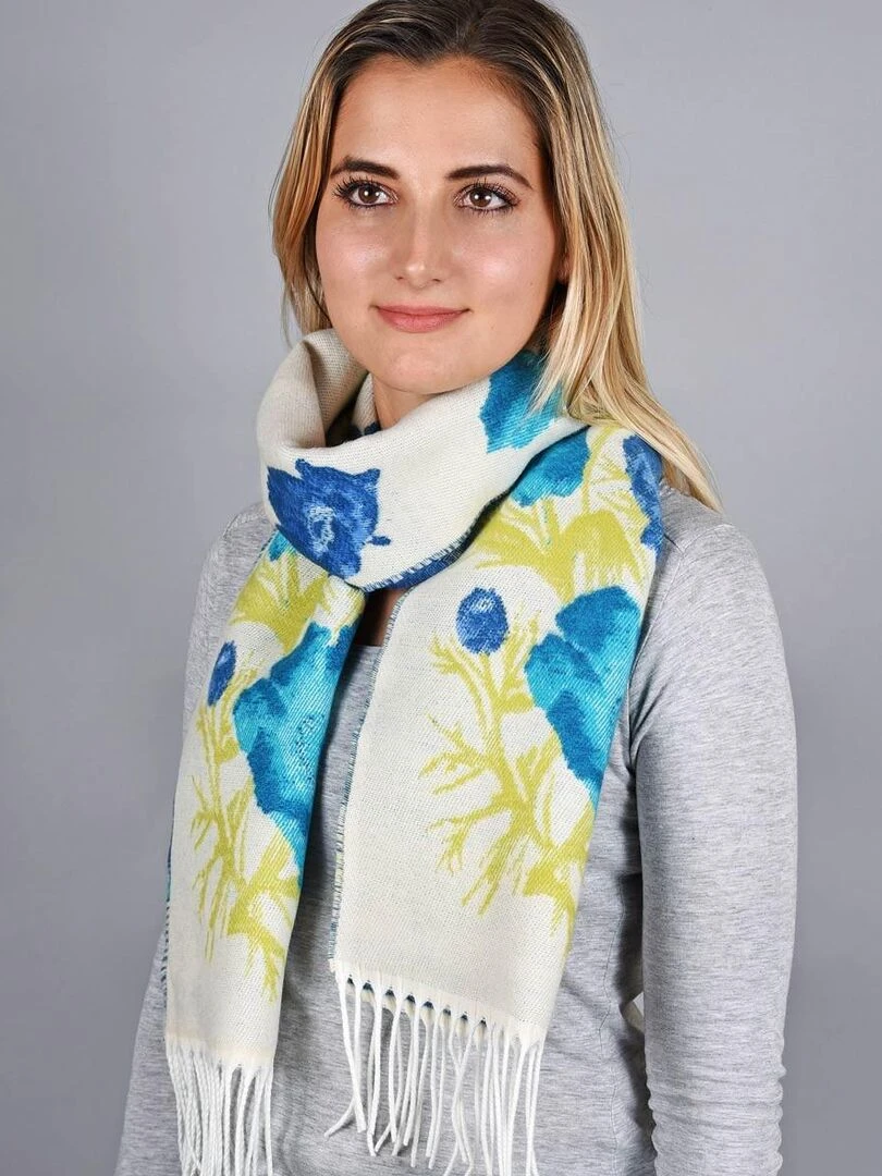 Echarpe Flana Fabriqué en France Bleu