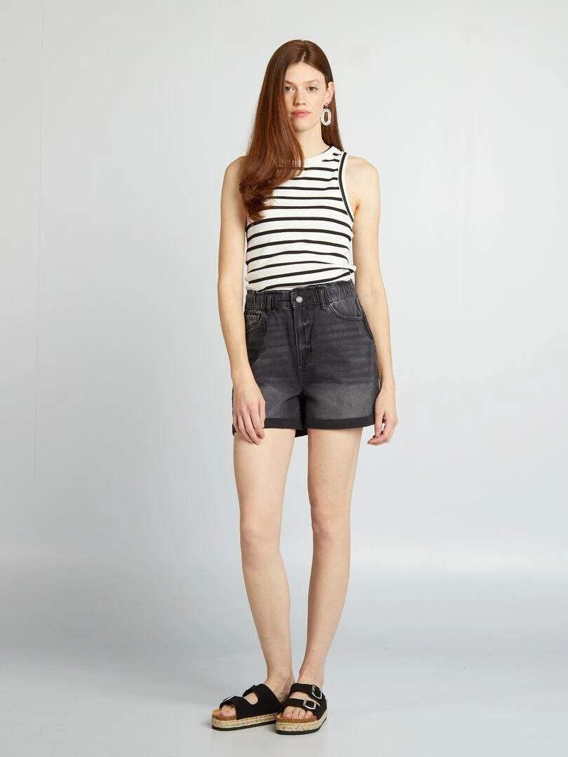 Combinaison bustier en jean   Noir délavé