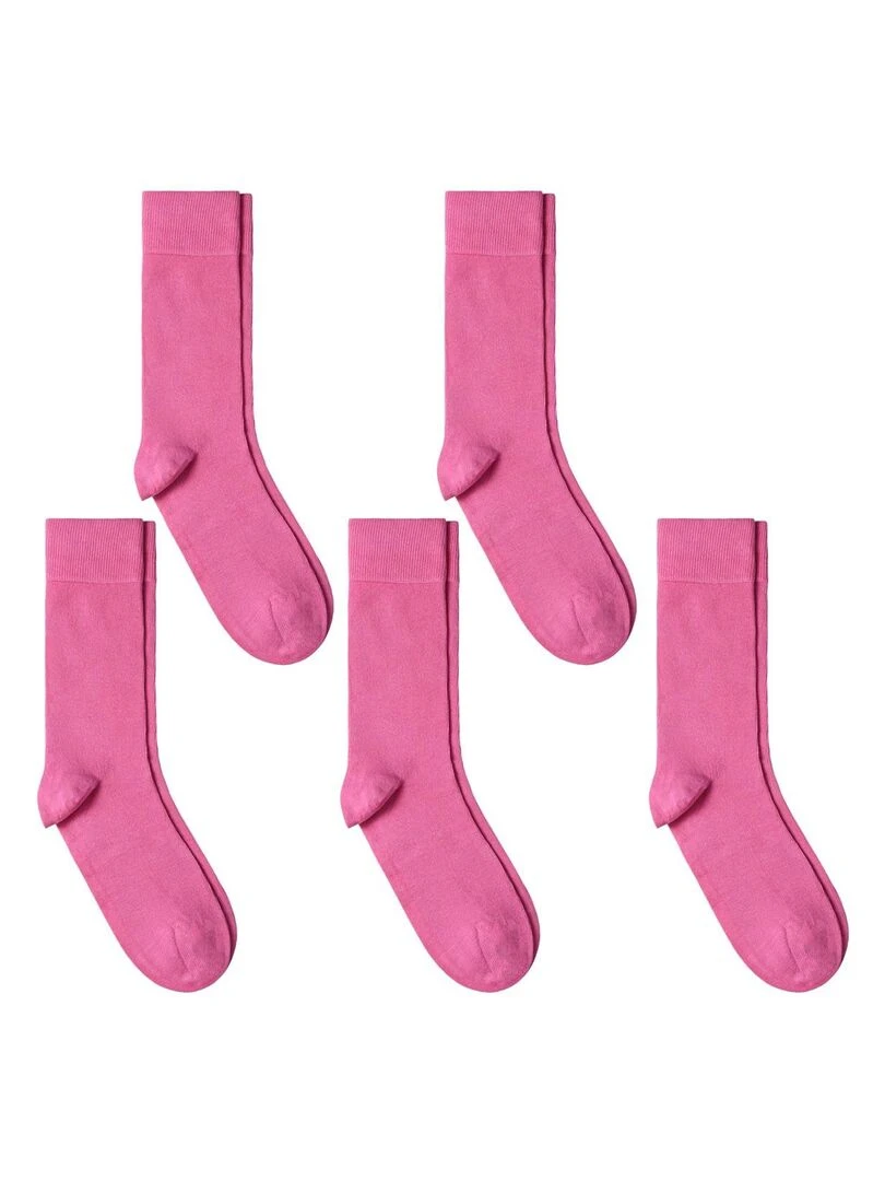 Chaussettes Jersey Coton Lot 5 Paires Fabrication UE Rose fushia
