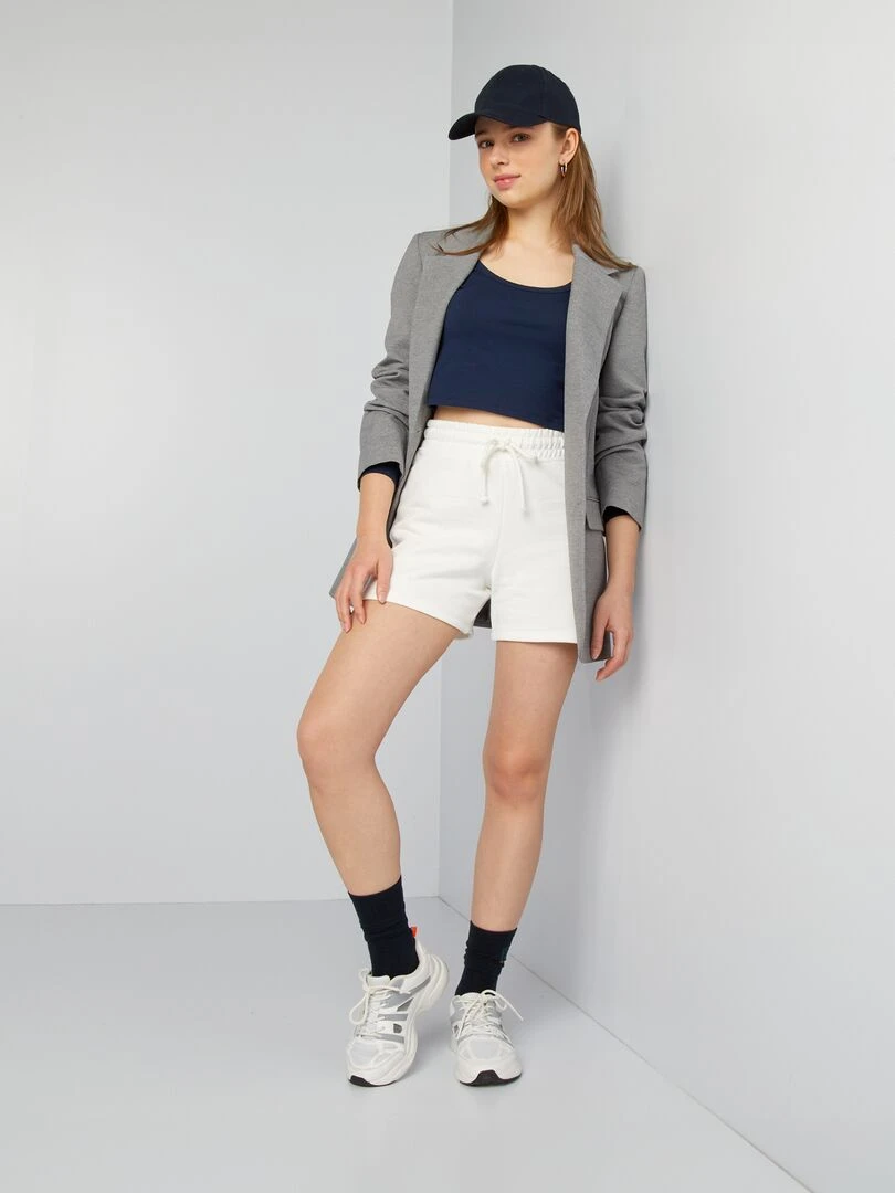 Short en coton USA Blanc
