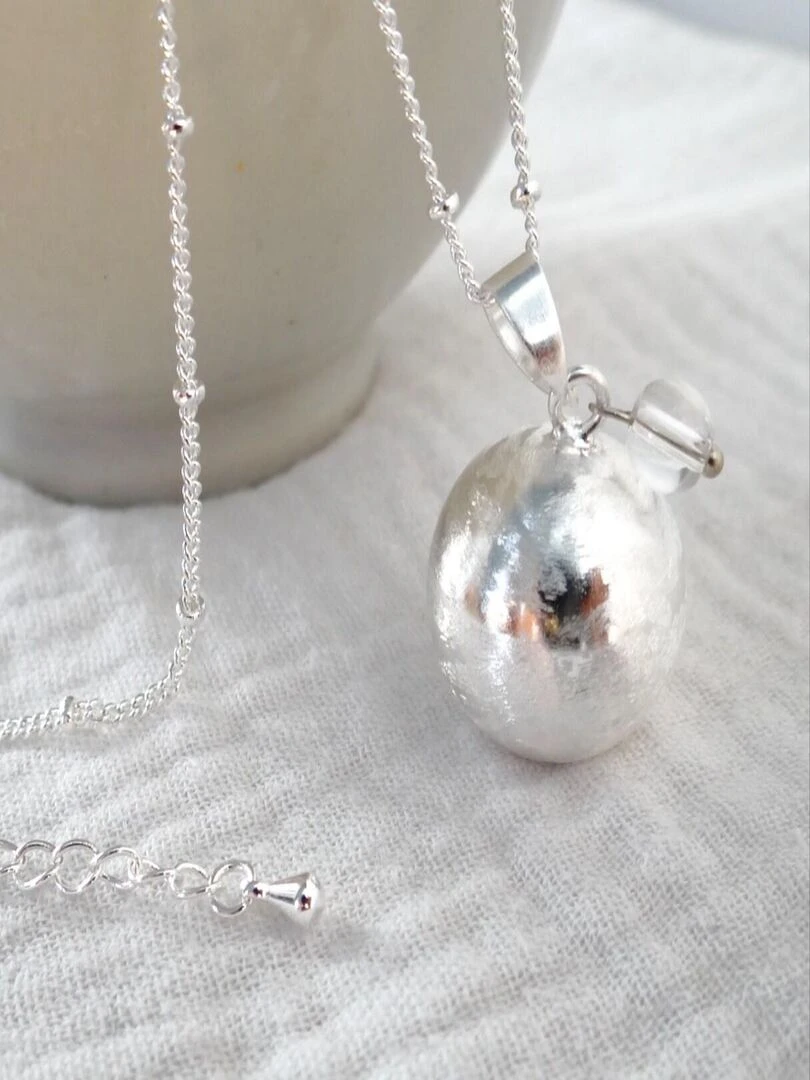Bola de grossesse brossé argent Avril Cristal de roche Argent