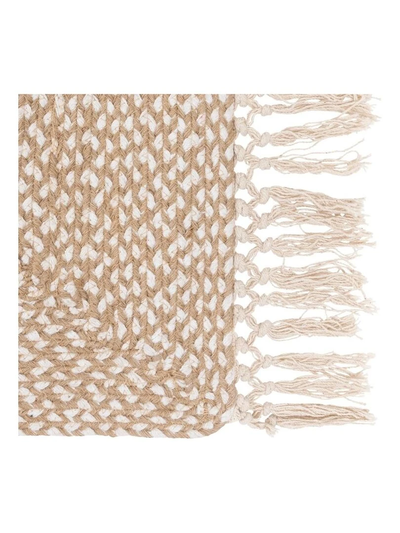 Tapis de couloir Floral Collection 80x200 cm jute coton Beige