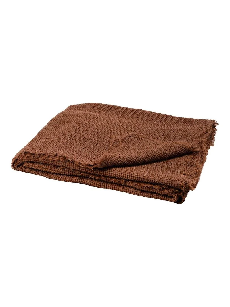 Plaid authentique en 100% lin Marron foncé