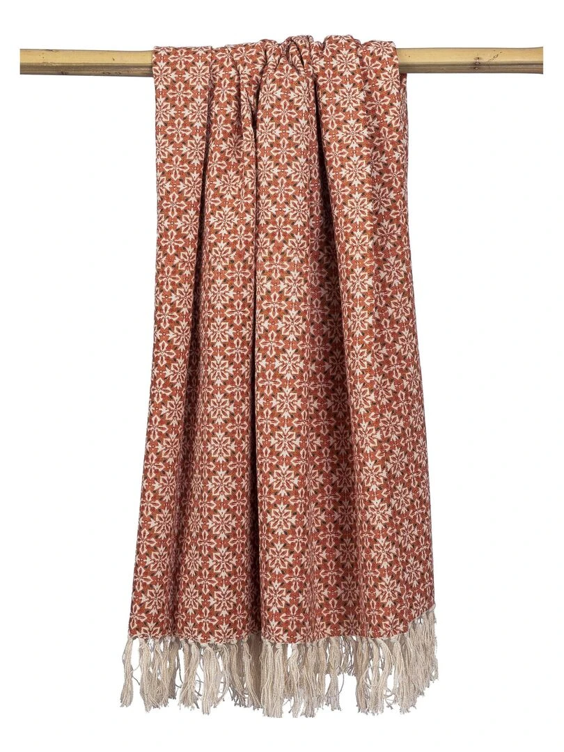 Plaid en coton SOUK 'Deko&co' Blanc Rouge