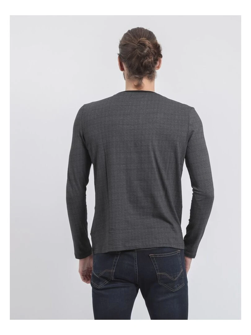 T shirt manches longues col rond pur coton JACOU Noir