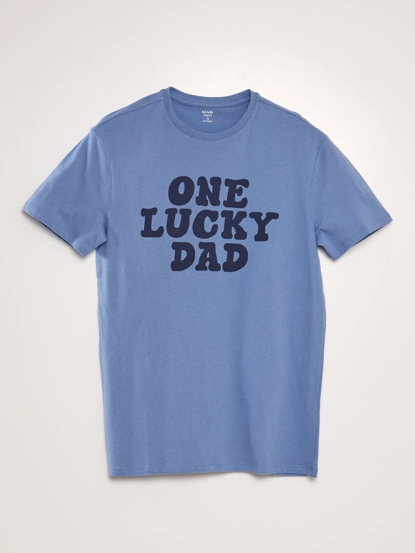 T shirt imprimé fête des pères Bleu