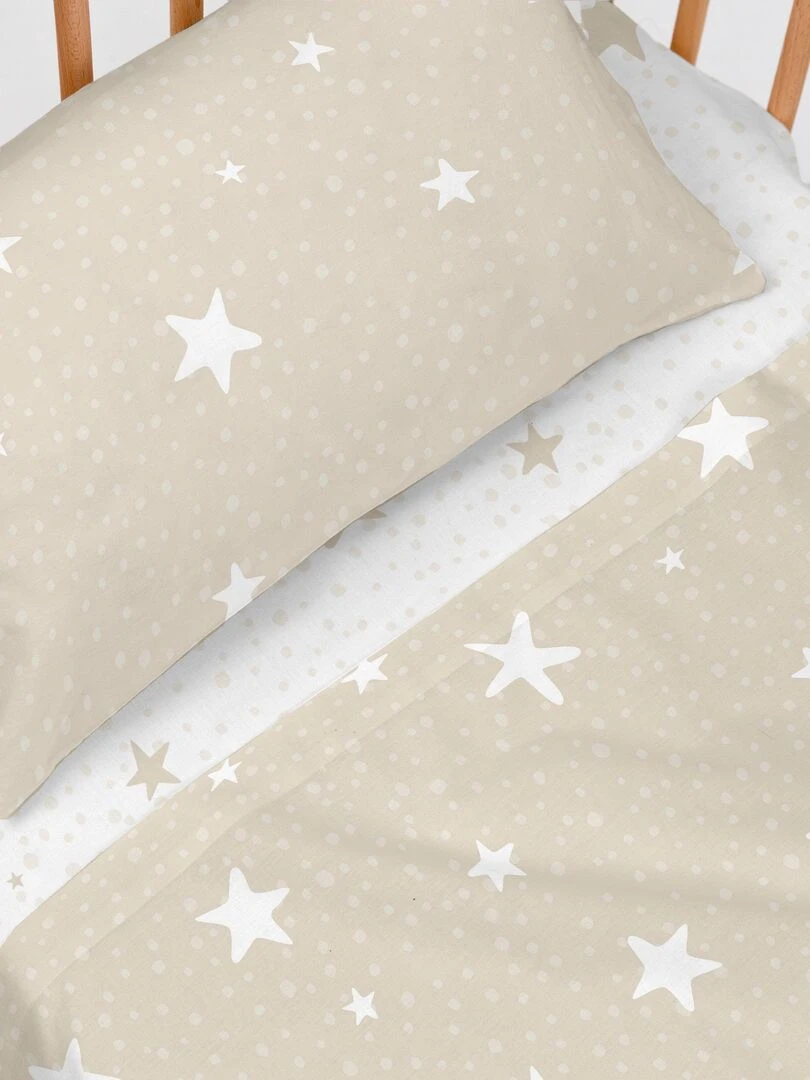 Parure de lit 2 pièces Little star Lit Bébé "Happyfriday" Beige