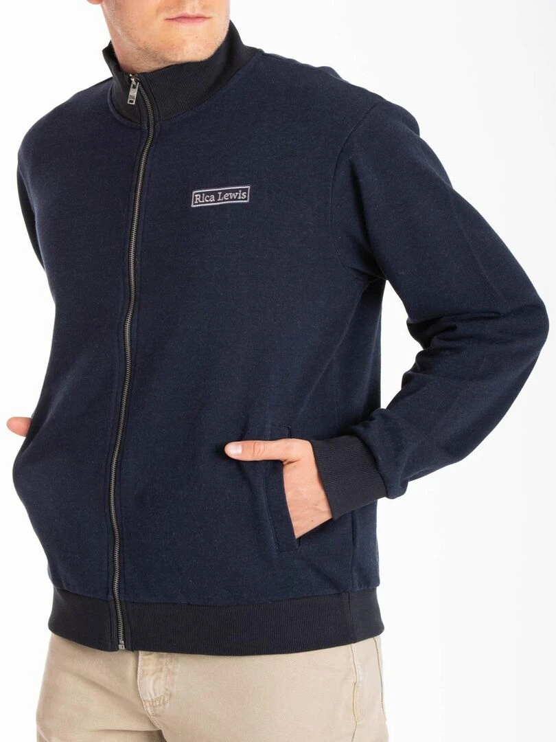 Sweat zippé col montant style denim MATTEO 'Rica Lewis' Bleu
