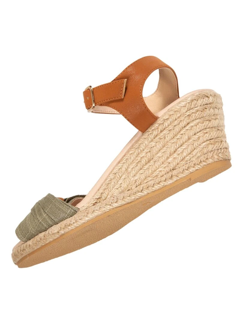 Espadrilles Femme ouverte à talon Kaki   Kaki