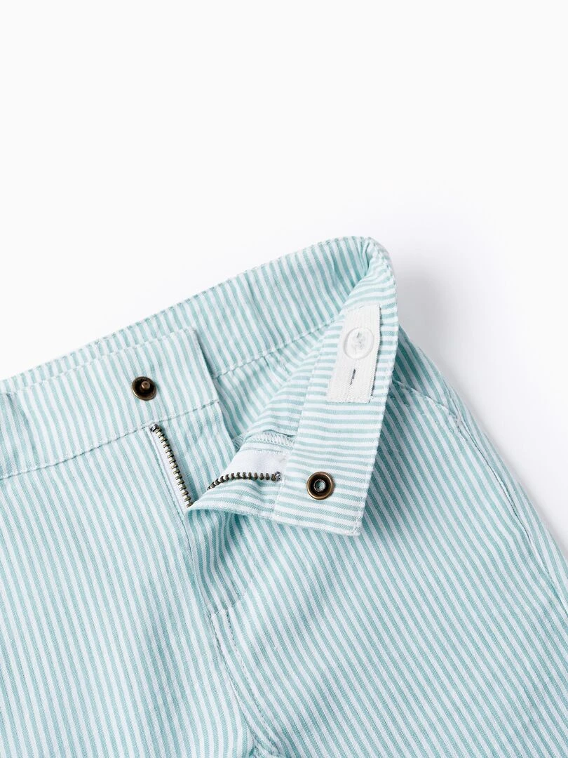 Short Chino À Rayures Pour Bébé Garçon   Vert