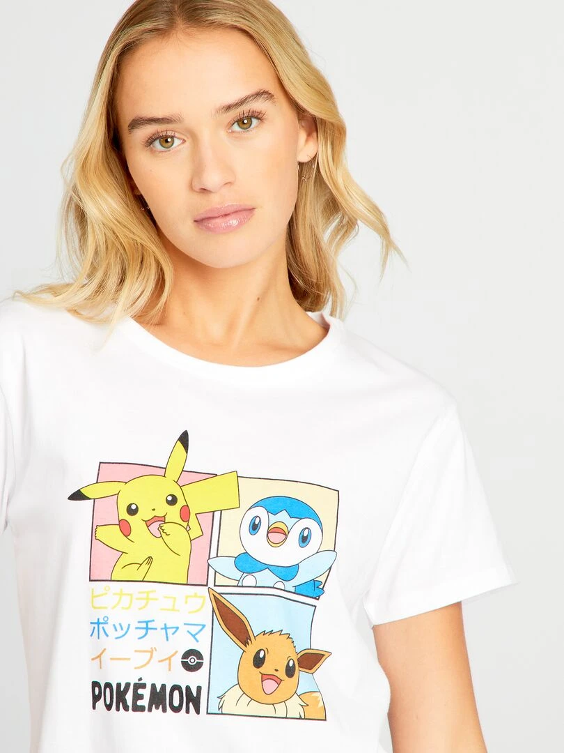 Pyjama court imprimé 'Pokémon' 2 pièces blanc/rose