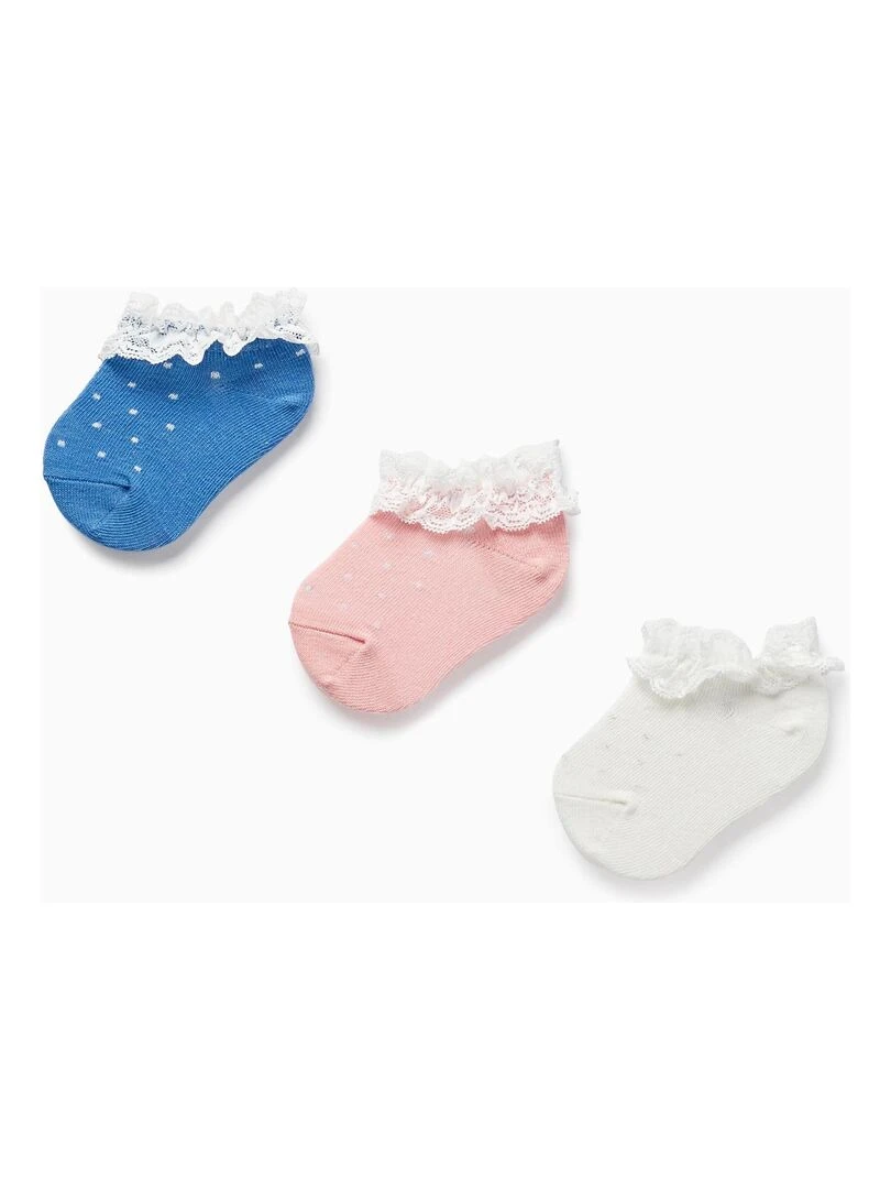 Lot 3 Paires de Chaussettes avec Fils Lurex et Dentelle Bébé Fille GREAT GOALS GREAT WORLD Multicolore