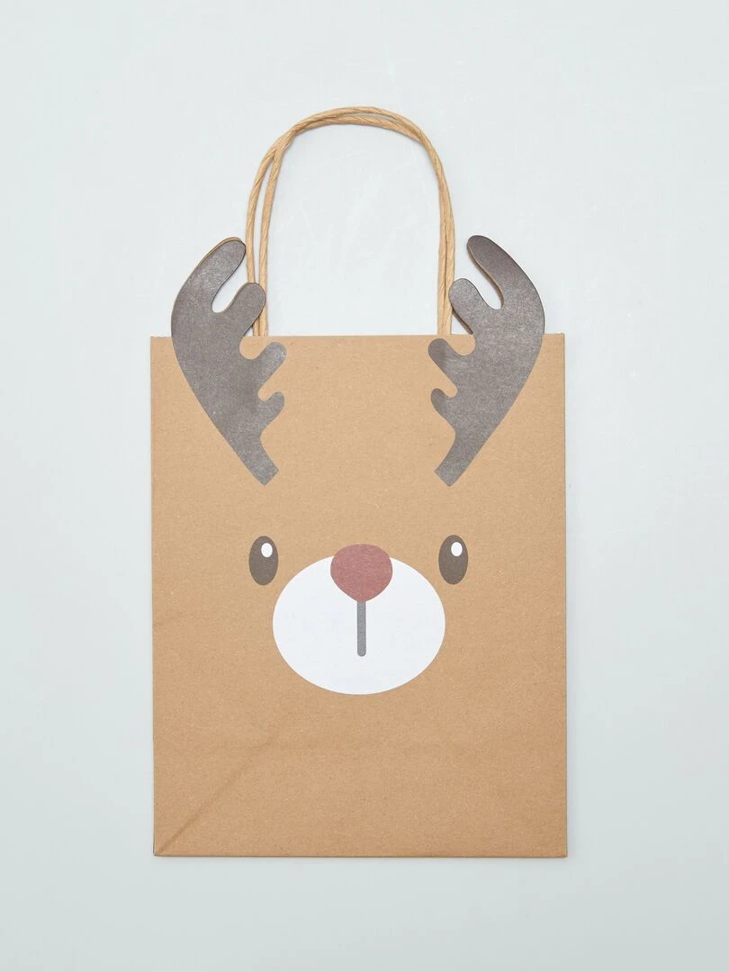 Lot de 2 sacs de Noël   Marron 'renne'