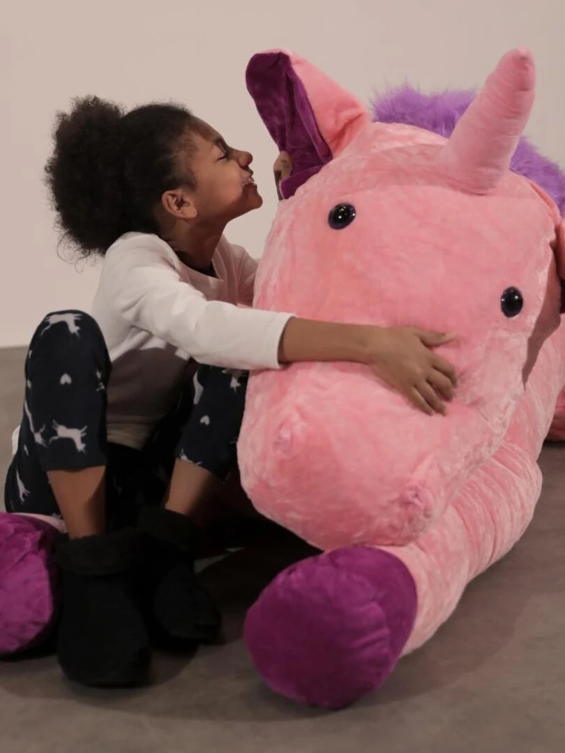 Peluche Licorne Géante 220 cm Câlins Réconfortants Bananair Rose
